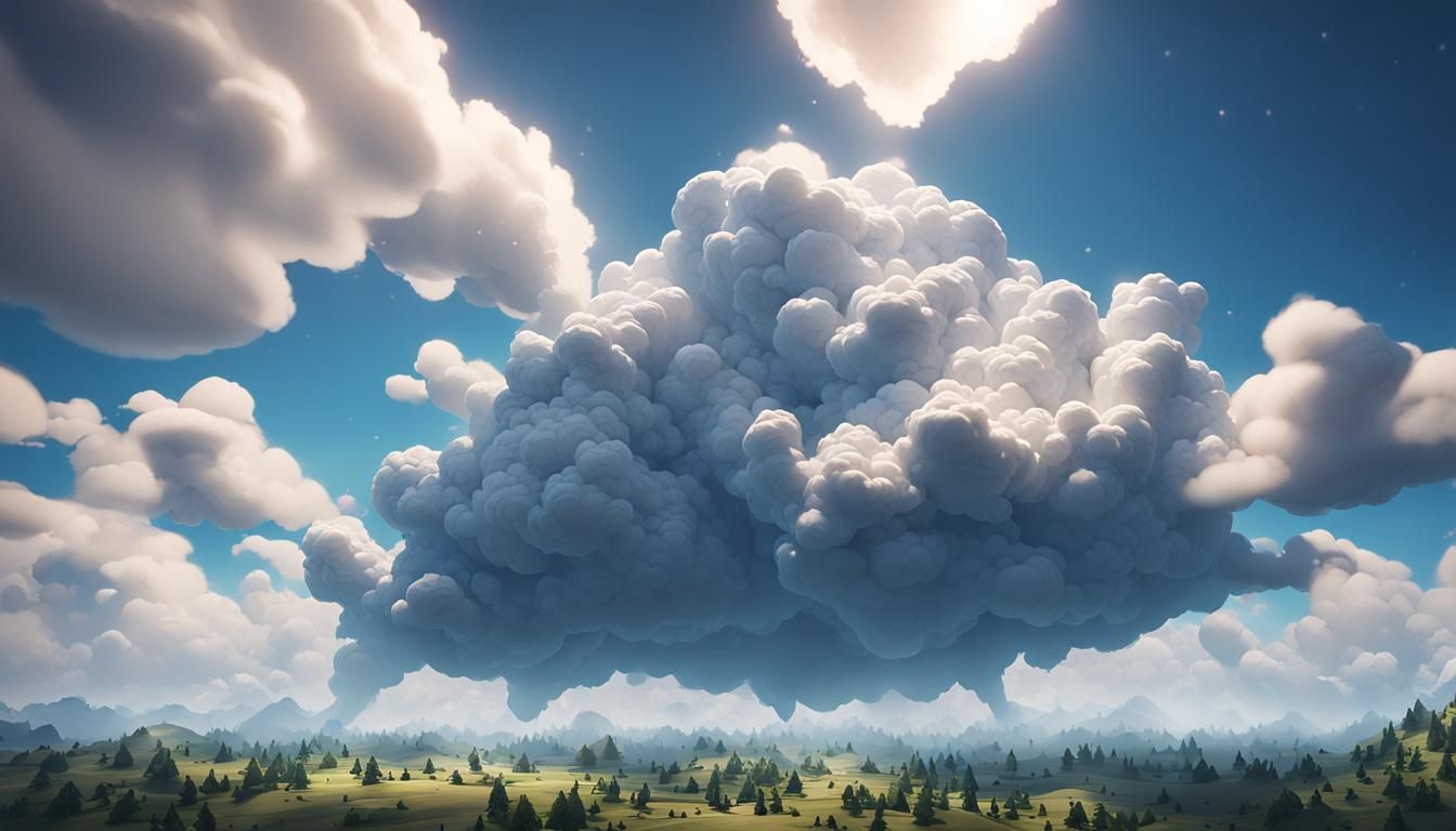 Epic Cloudscape in 3D Game Cinematic Style