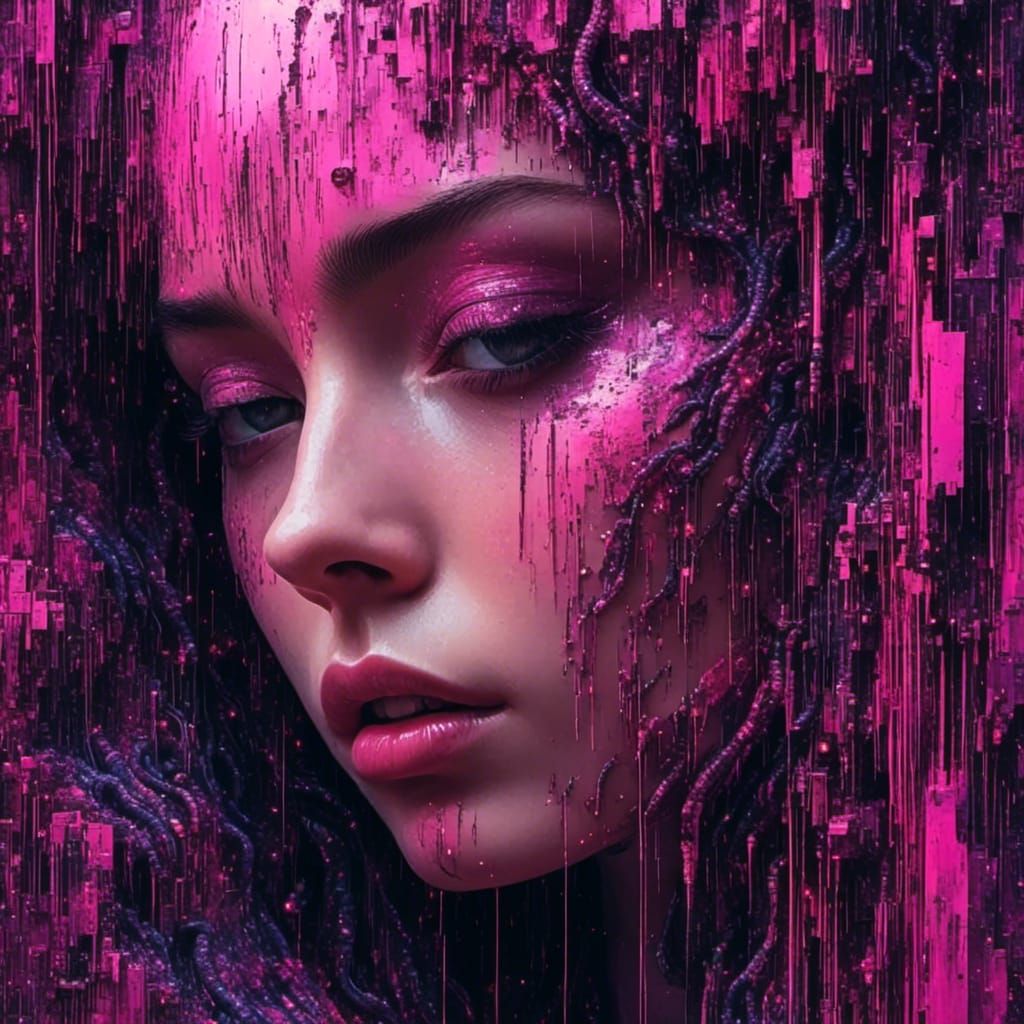 Abstract Glitch Art with Vibrant Colors