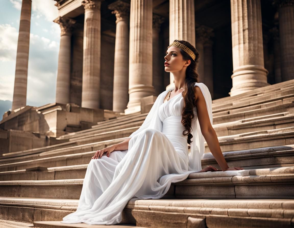Roman Priestess on Temple Steps
