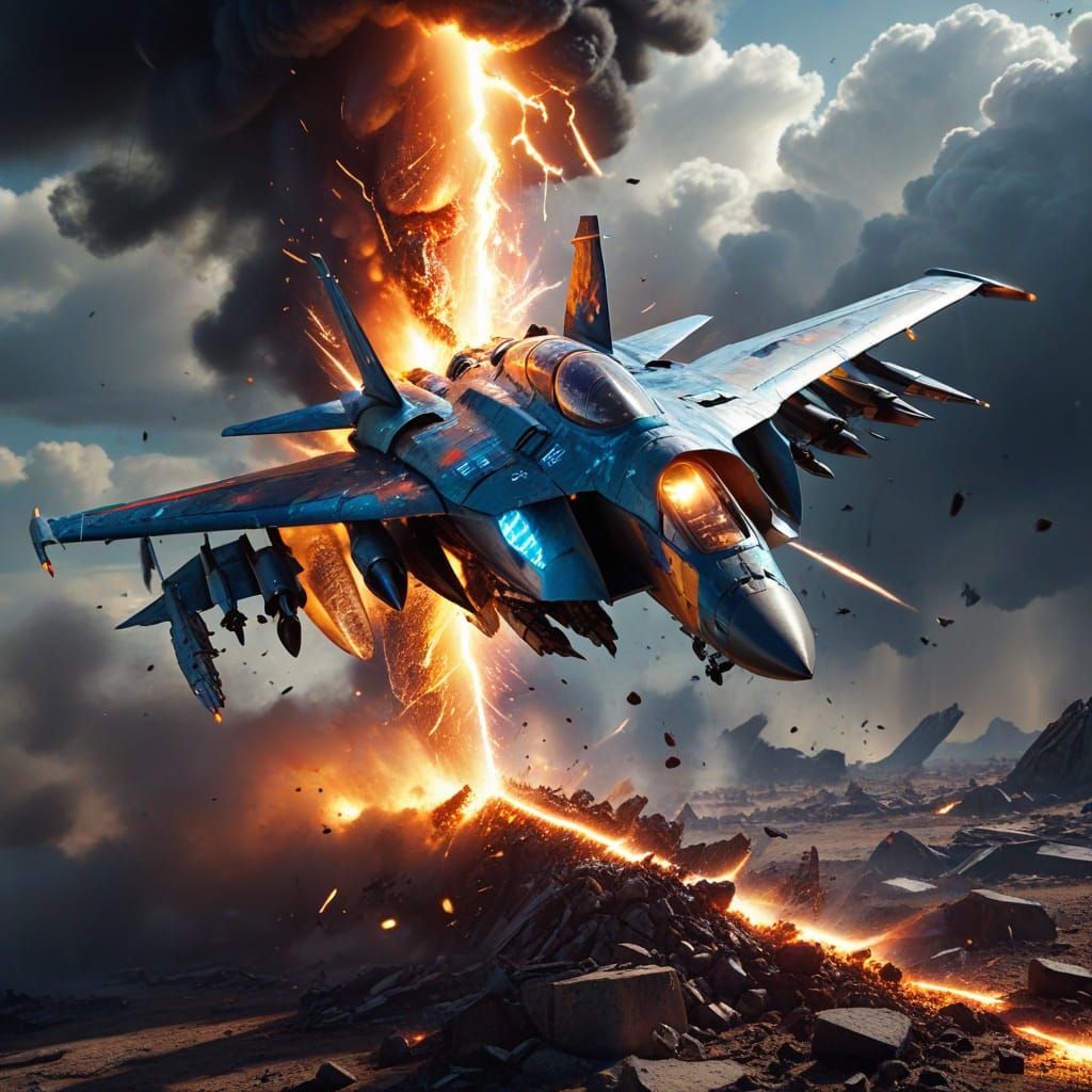 Futuristic Electric Jet Tears Through Earth in Digital Art