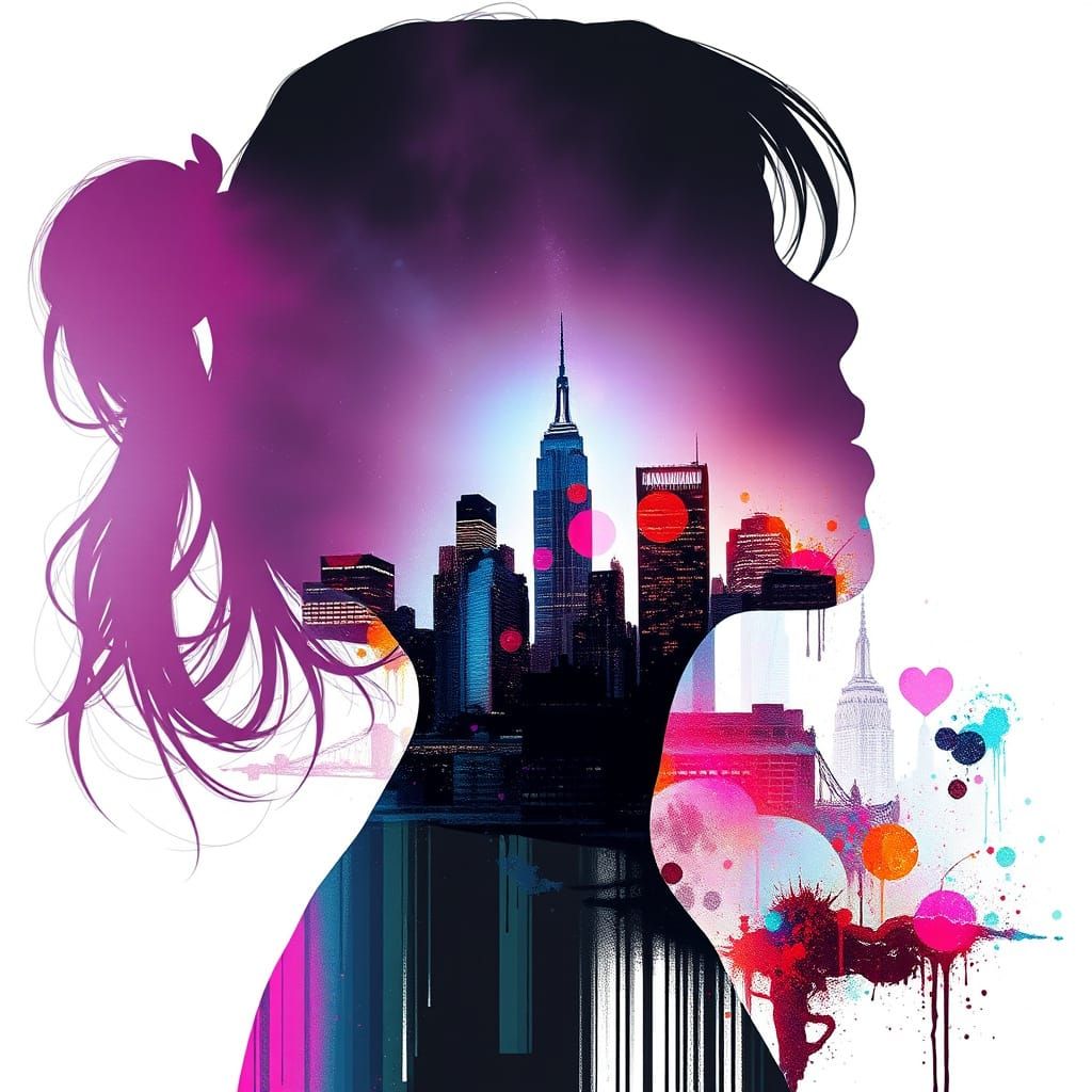 Dreamy New York City Skyline Erupts from a Girl's Mind