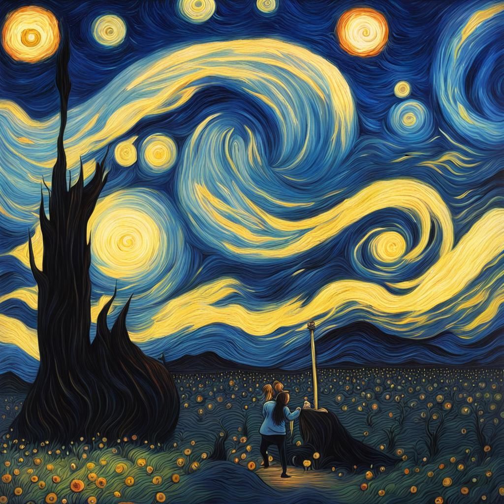 Surreal Starry Night: An Epic Fantasy Landscape