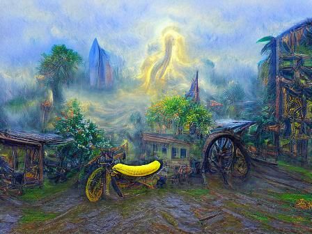 Ethereal Banana Concept Art in Post-Apocalyptic Style