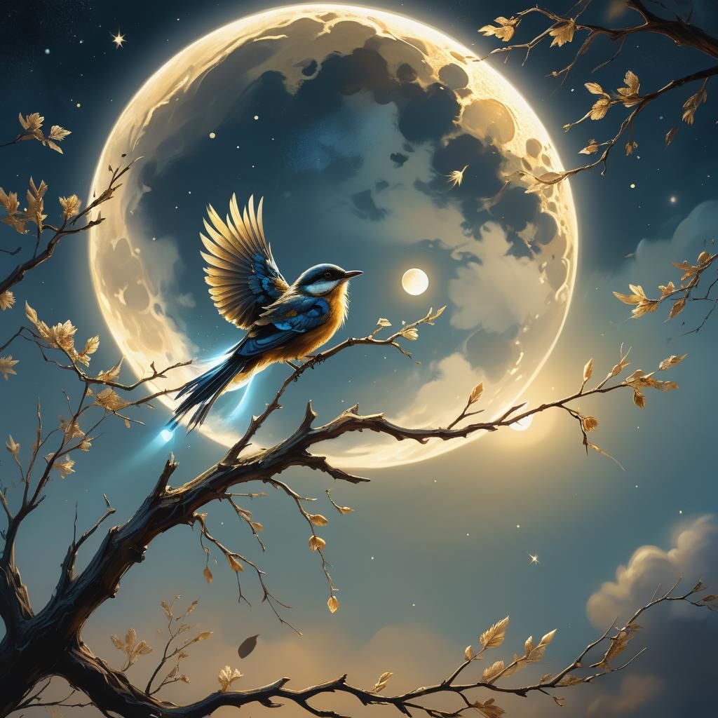 Under the moon, silence. then night. And there, on the branc...