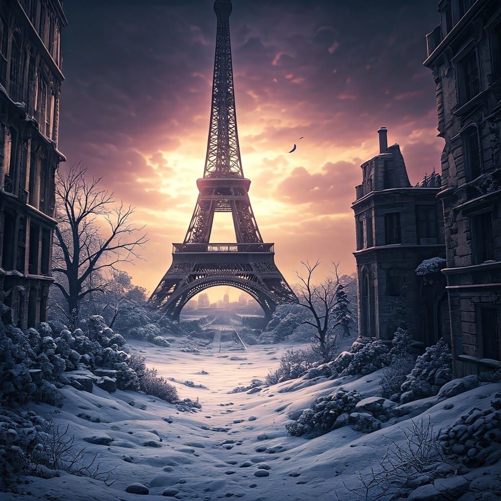 Bustling Paris Reclaimed by Winter in a Post-Apocalyptic Nig...