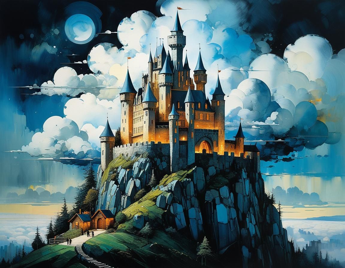 Magical Cloud Castle with Intricate Details