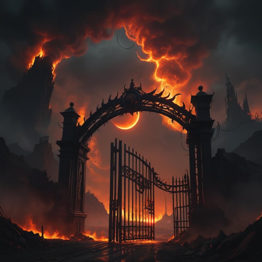Black Moon Over Hell's Gates: Dark Fantasy Art