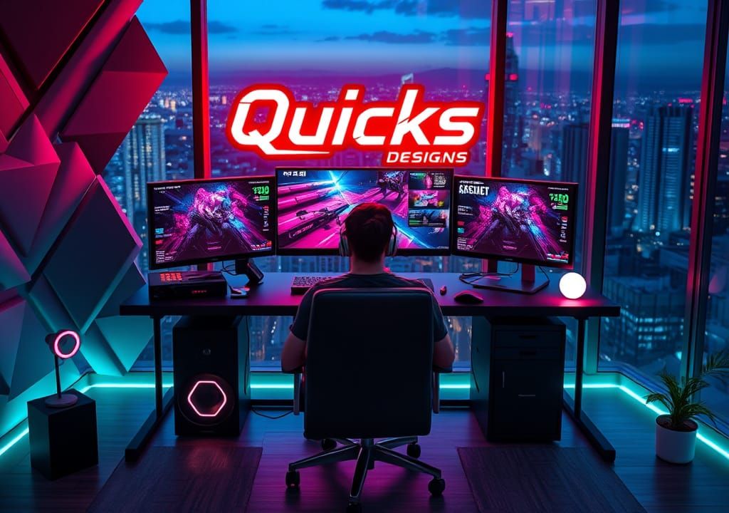 High-Tech Gaming Setup with Curved Monitor