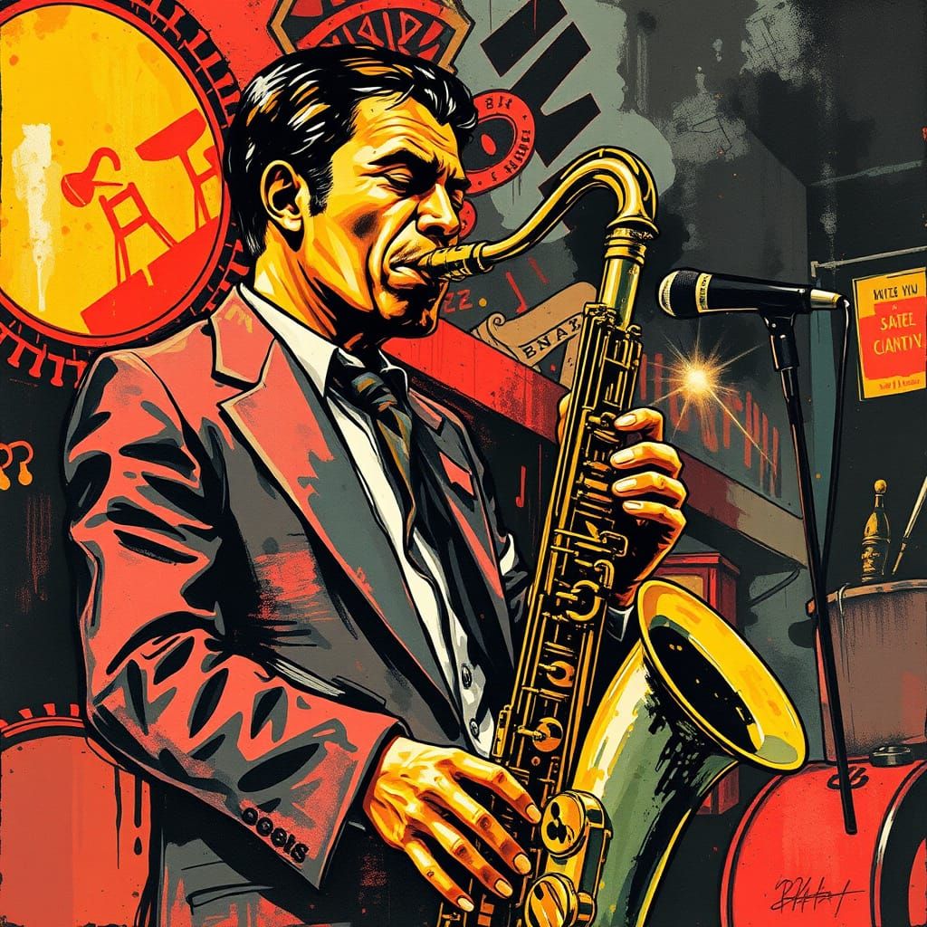 Saxophonist in a Smokey Jazz Club