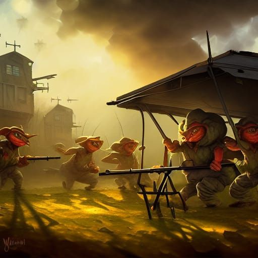 Goblins in Military Kitchen, Dark Fantasy Style