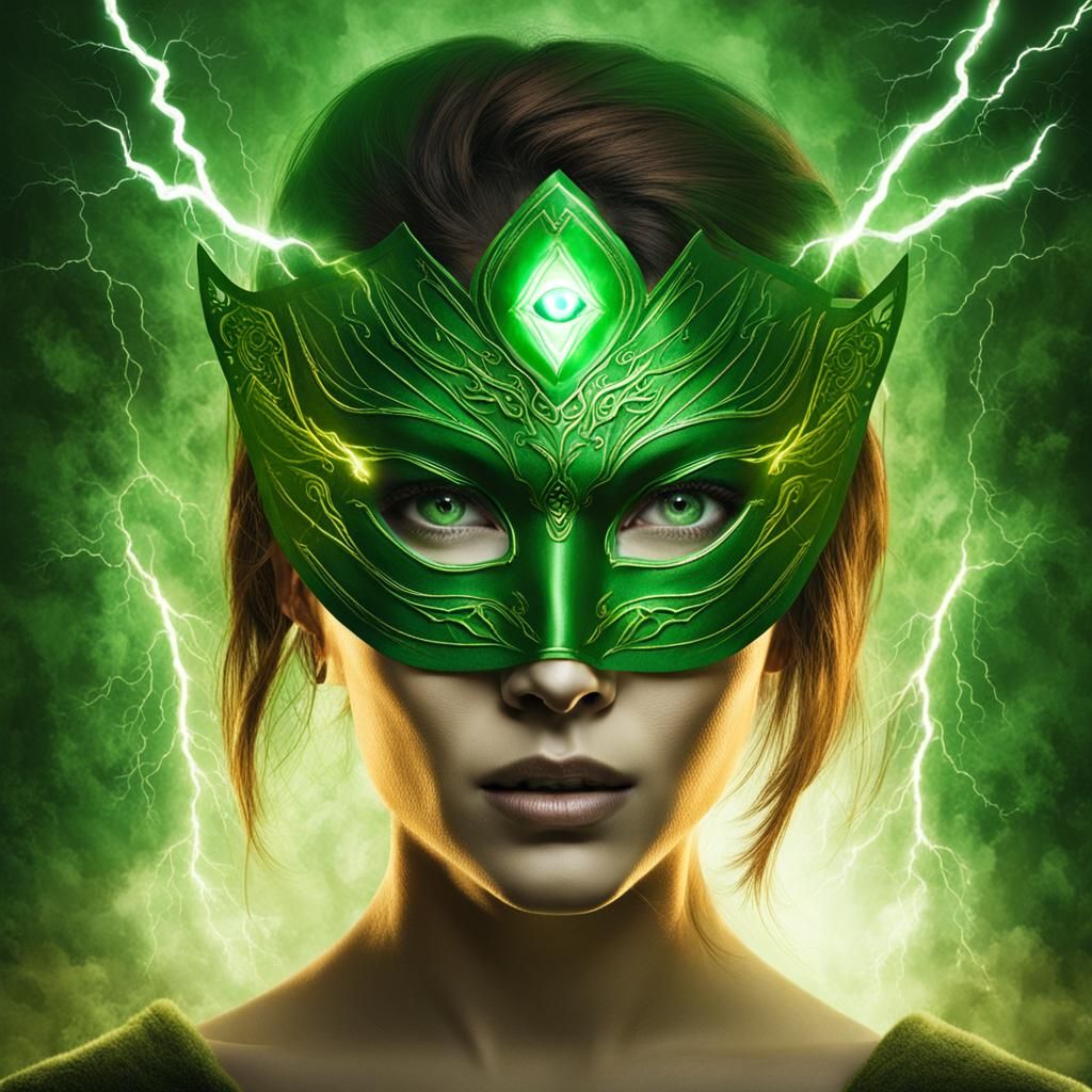 Masked Woman Portrait with Dramatic Lighting