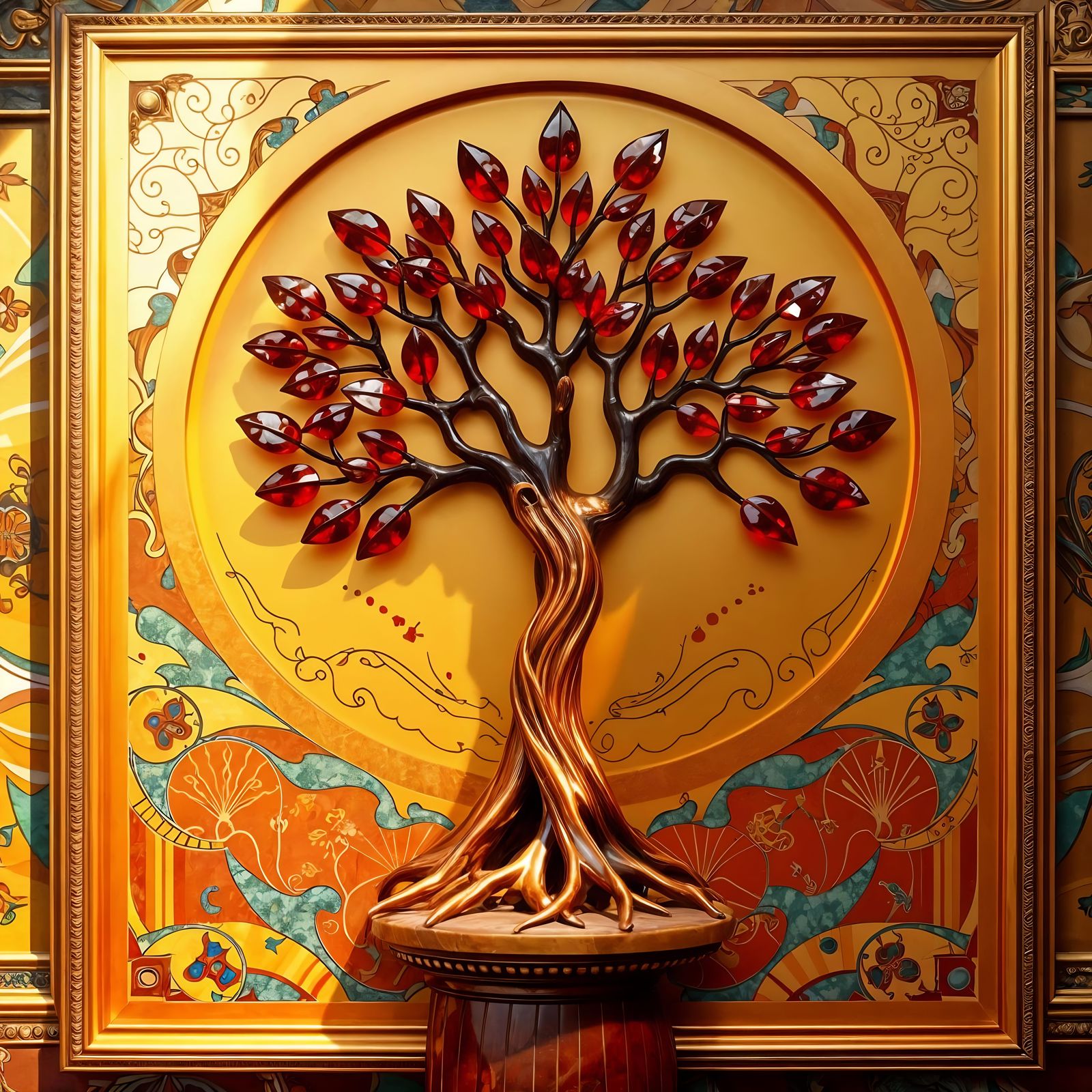 Art Deco Amber Tree of Life in 3D