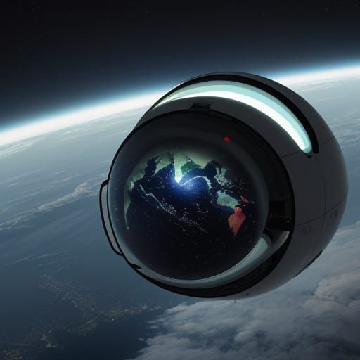 Astronaut Relaxing in Spaceship Amidst Cosmic Nebula