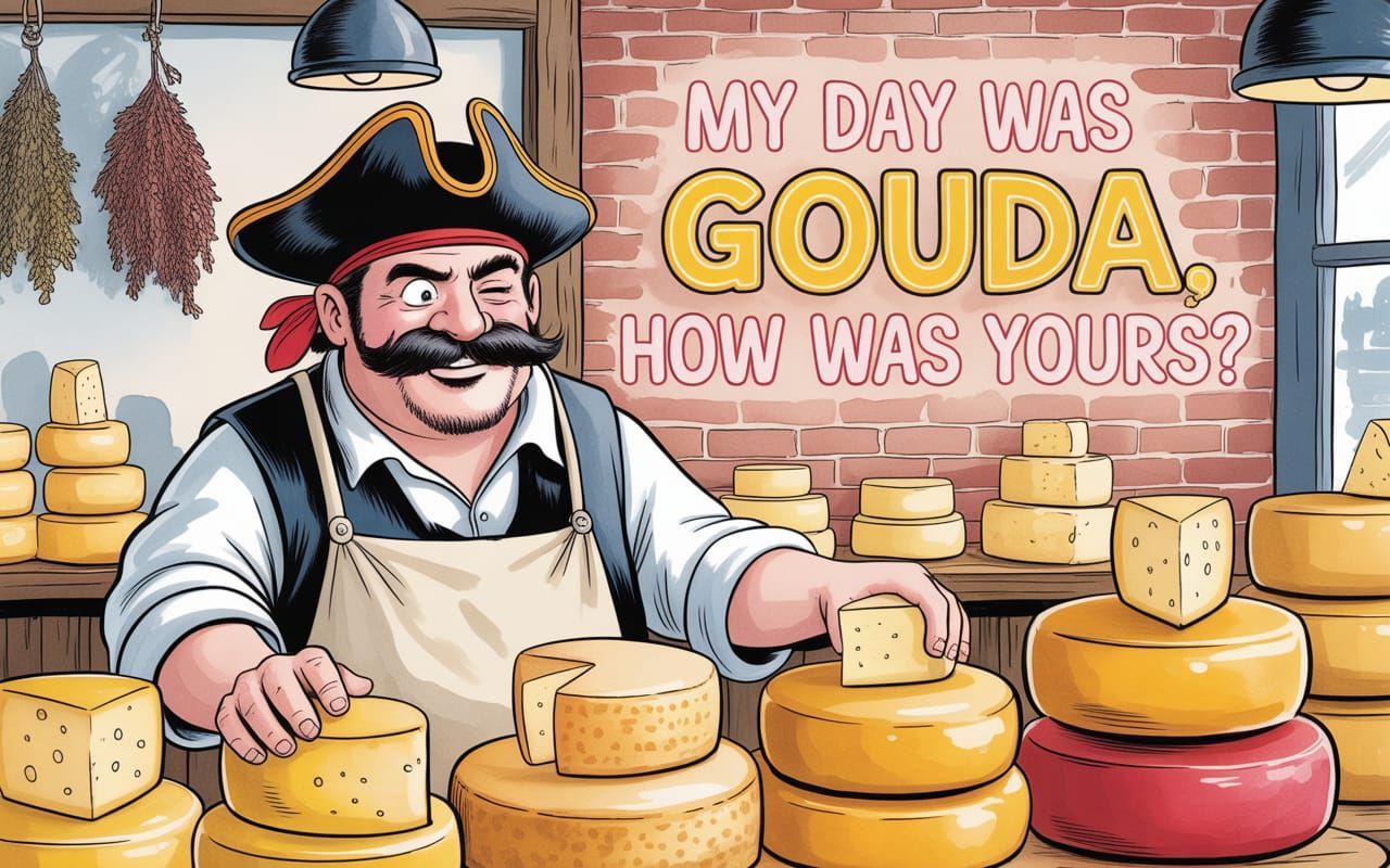 Pirate Cheese Merchant in Watercolor Comic Style