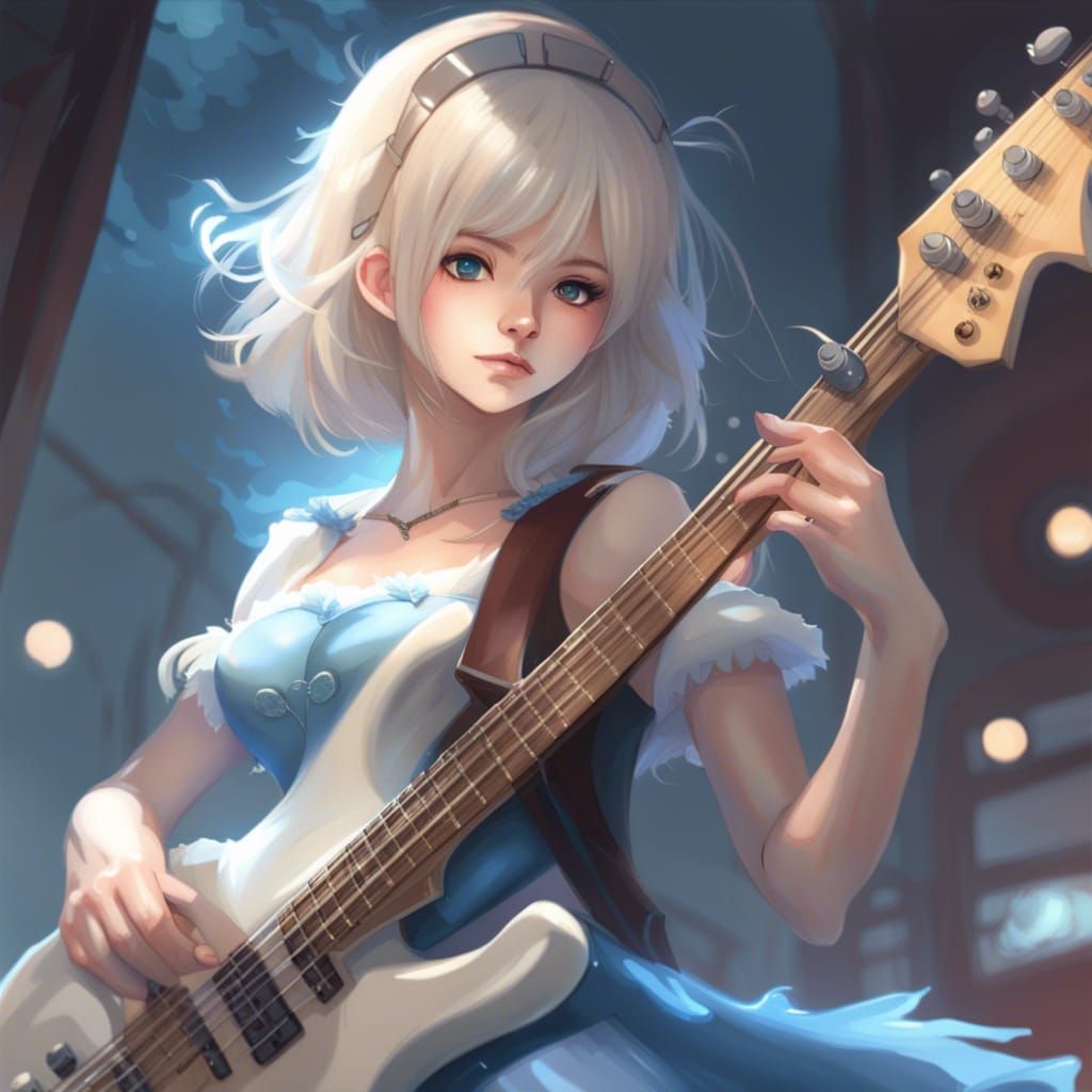 Anime Cinderella Shreds on Bass Guitar