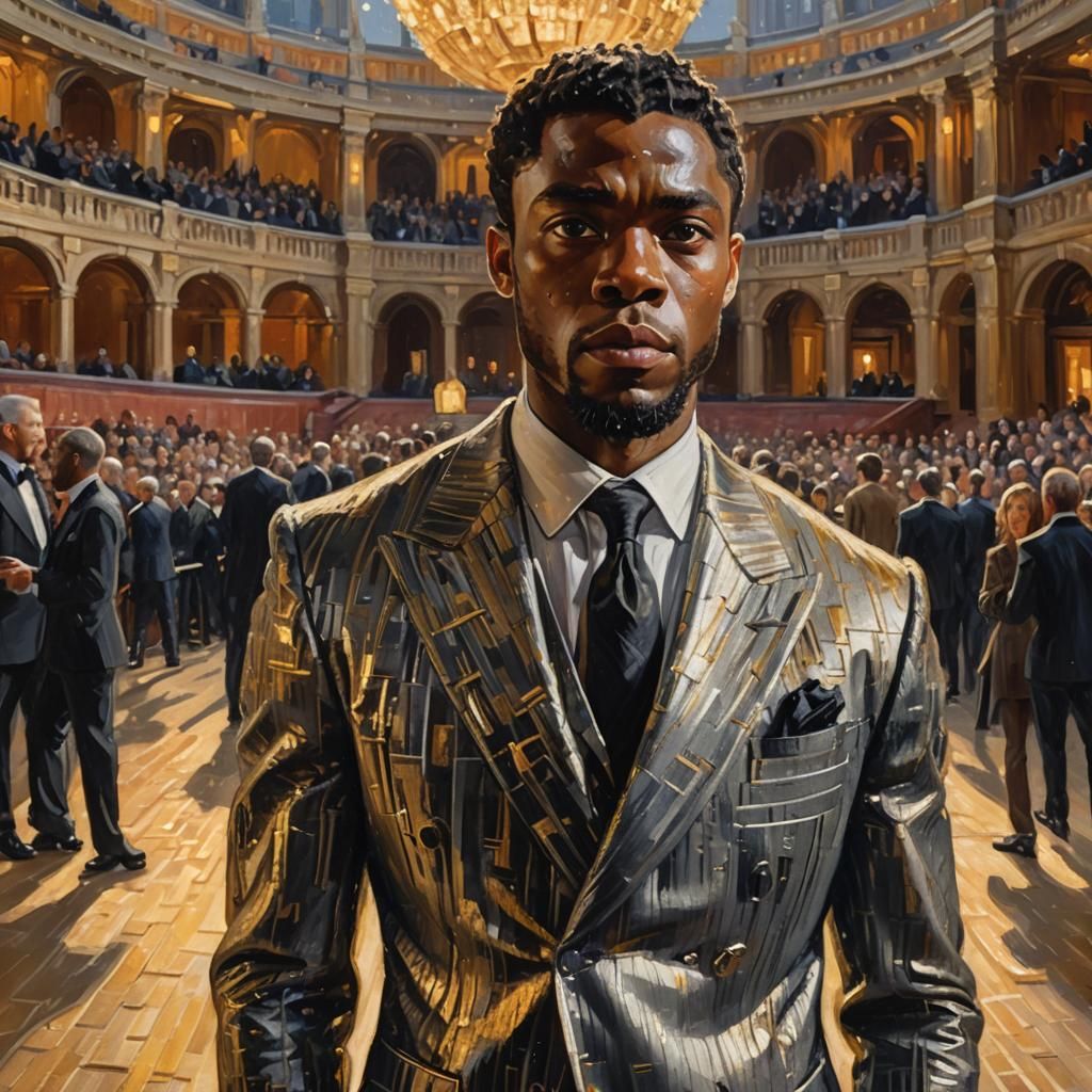 T'Challa in Impressionist Oil Painting at Royal Albert Hall