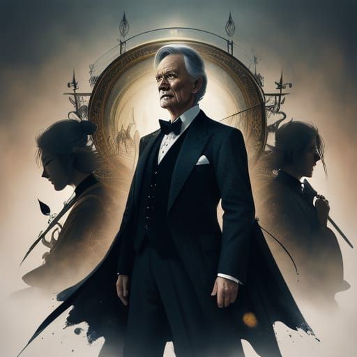 Old Man Bows on Stage in Dramatic Spotlight