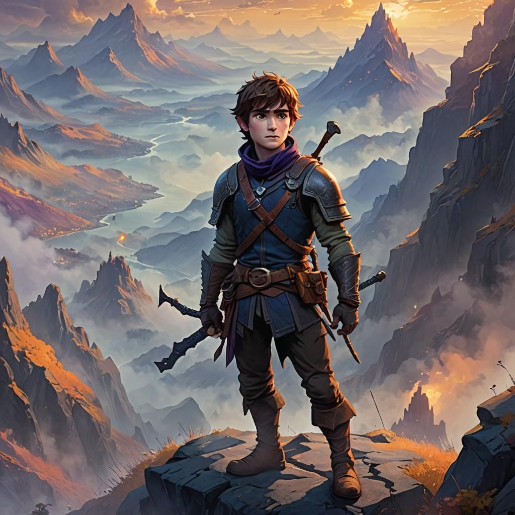 Hiccup Horrendous on Misty Mountain in Fantasy Art