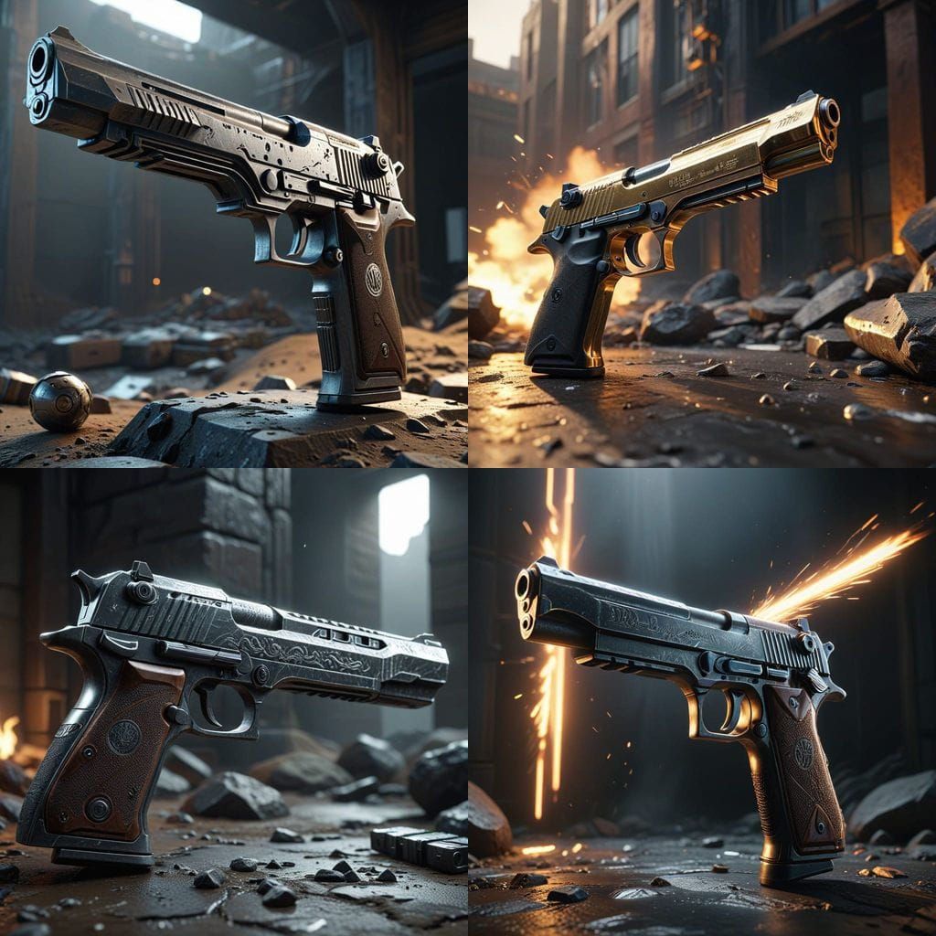 Epic 3D Gun: Intricately Detailed 8K Masterpiece