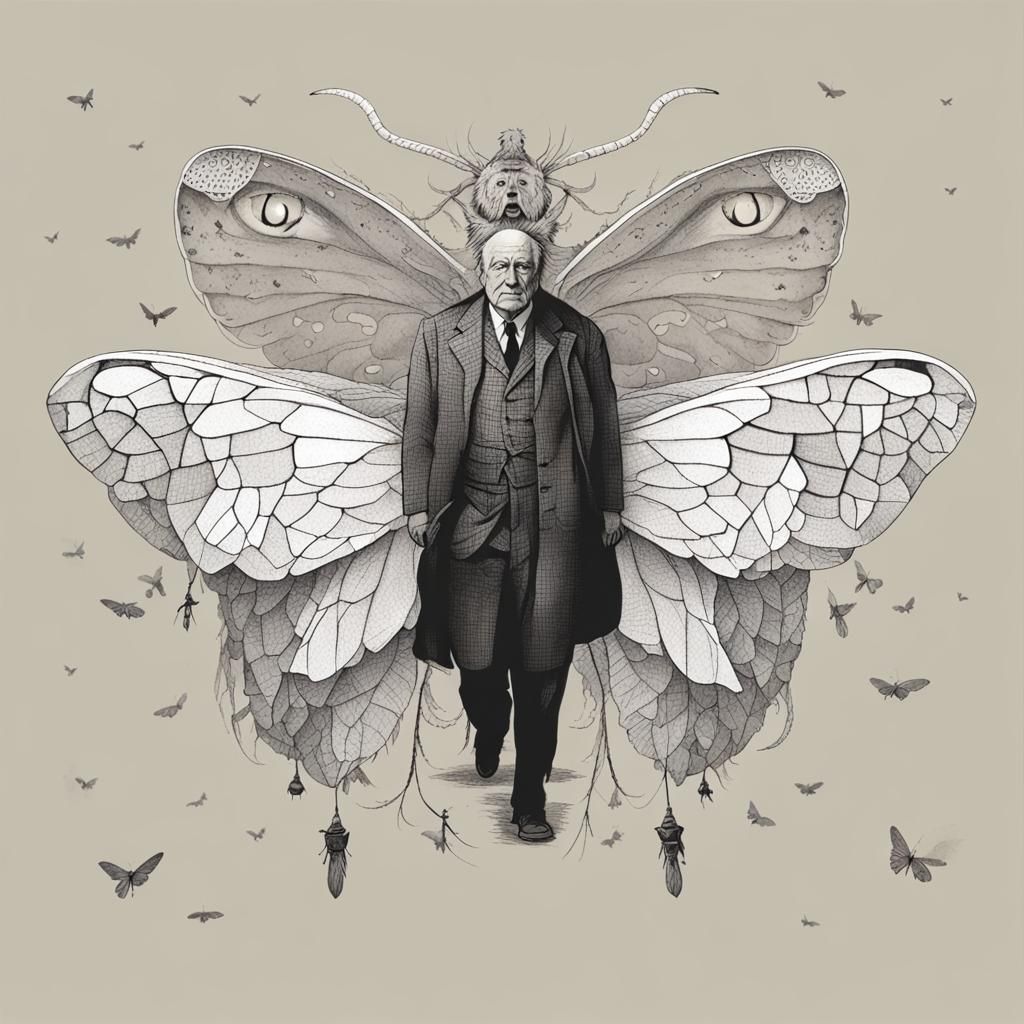 Eerie Depiction of the Mothman Cryptid