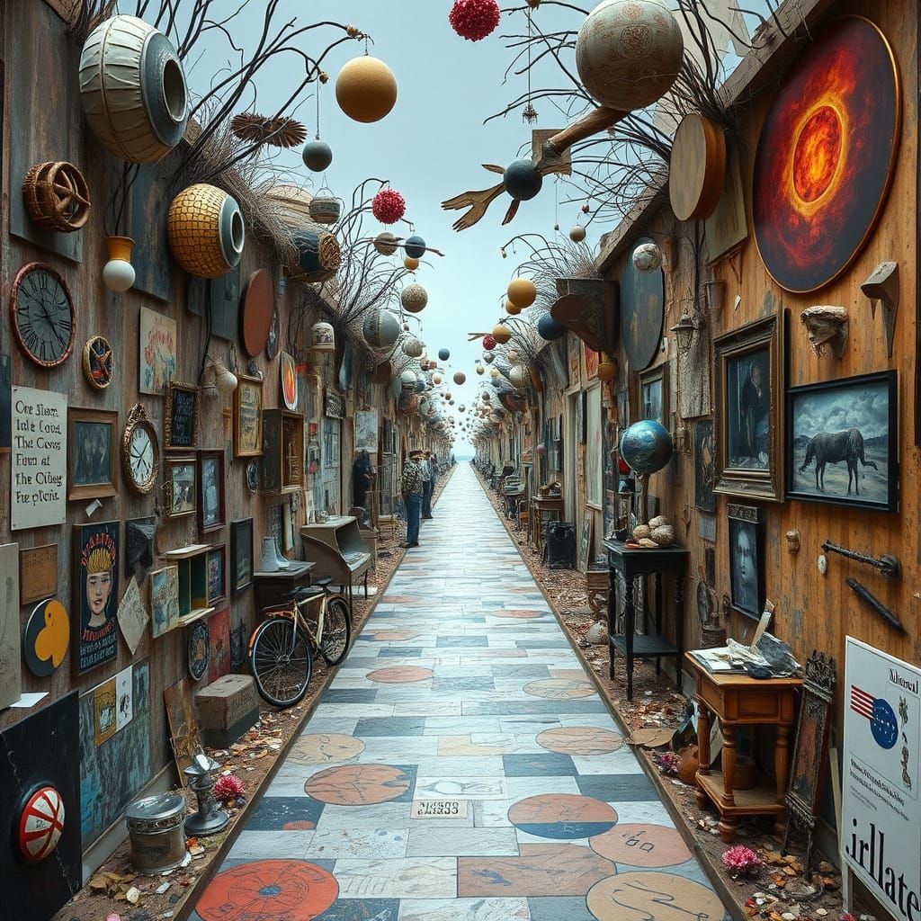 Surreal Infinity Pathway in Mixed Media Collage