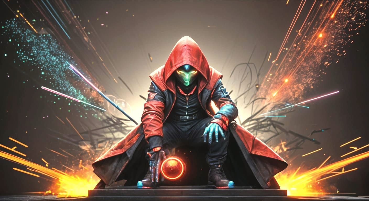 Glowing Red Button Ignites Chaos in Retro Neon