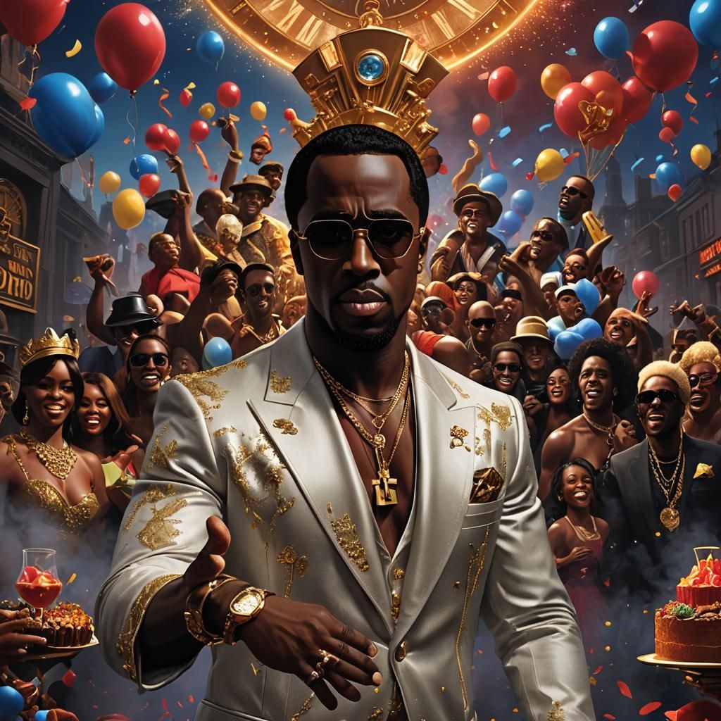 P Diddy Party Poster: Detailed Matte Painting