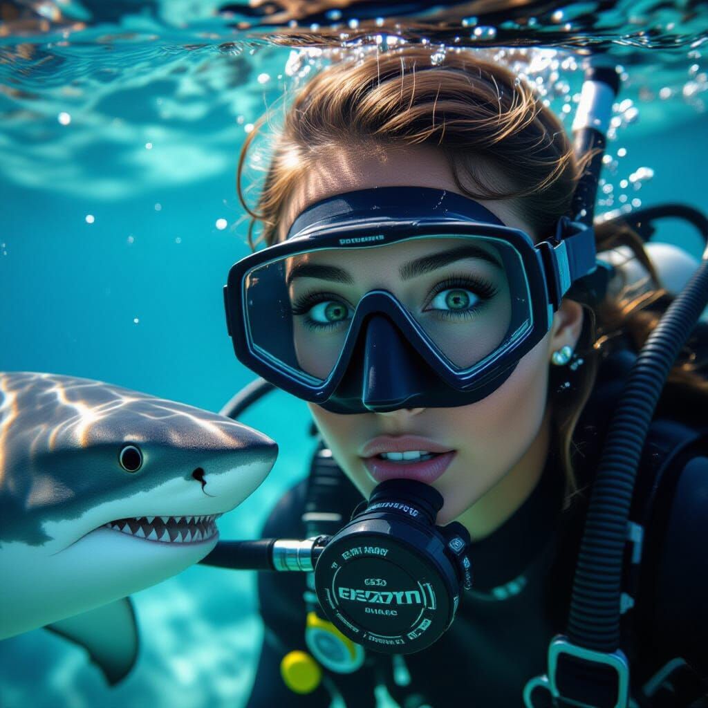 Fantasy Underwater Encounter: Scuba Diver Meets Intelligent ...