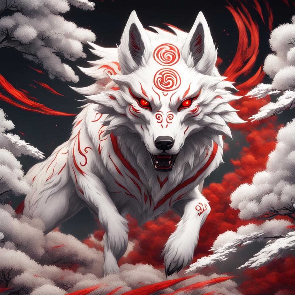 Okami Amaterasu White Wolf Digital Painting