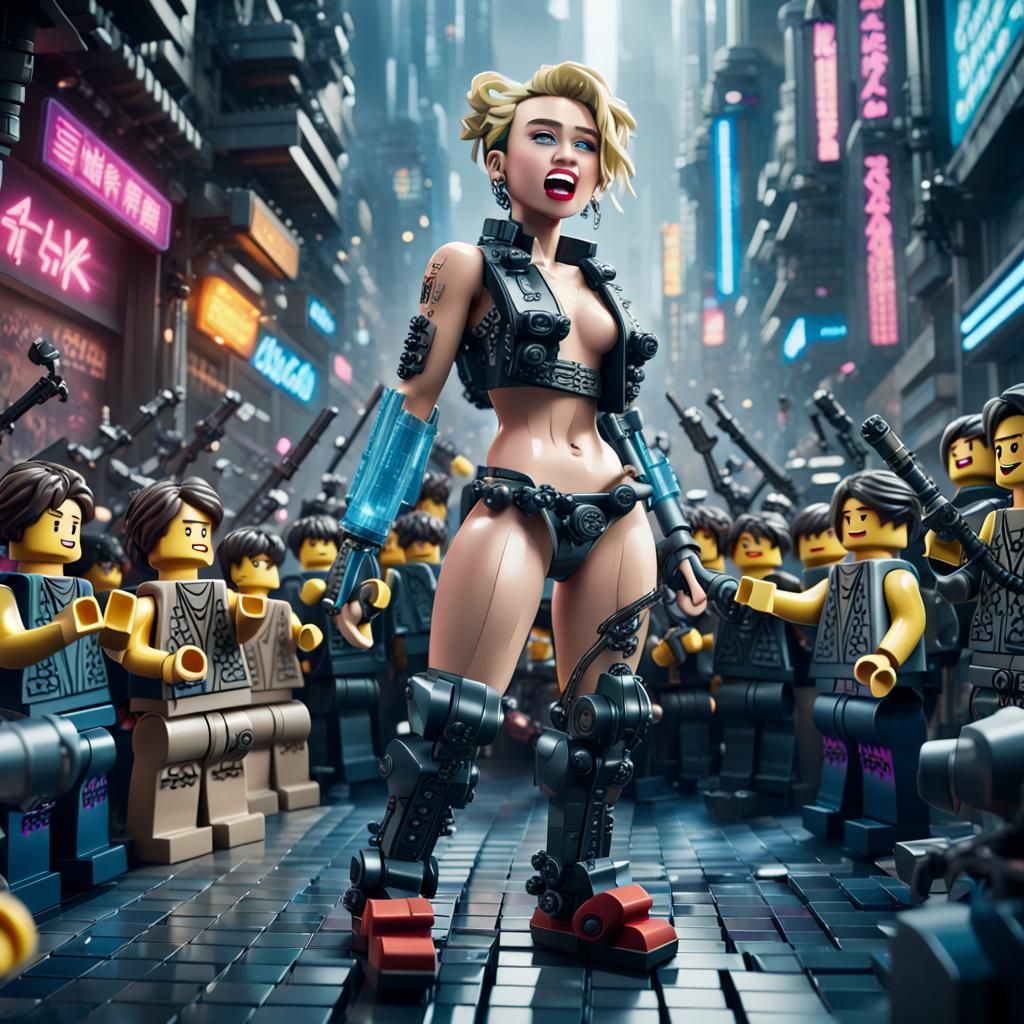 Miley Cyrus as Cyberpunk Lego Figure