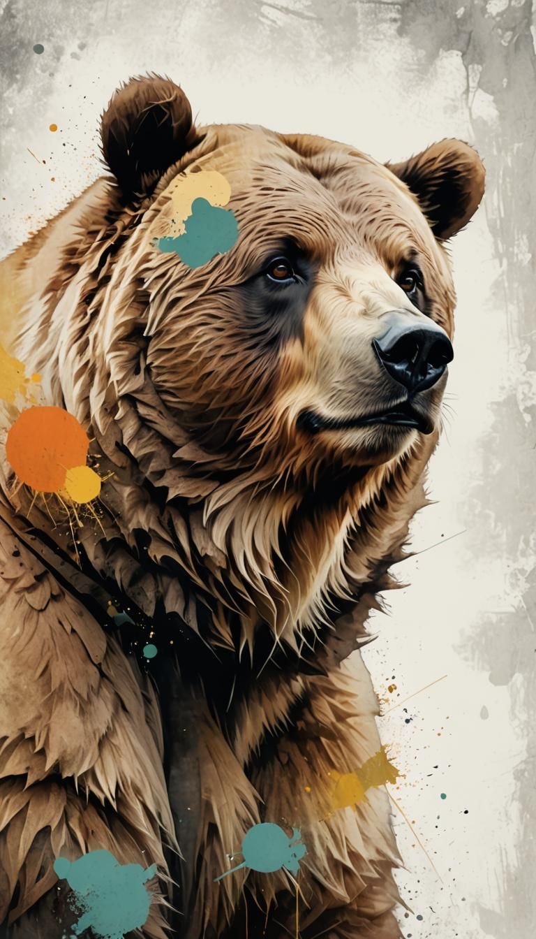 Cute Obese Bear Clipart in Pastel Colors