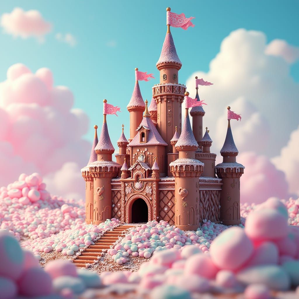 Majestic Chocolate Castle on Marshmallow Hill