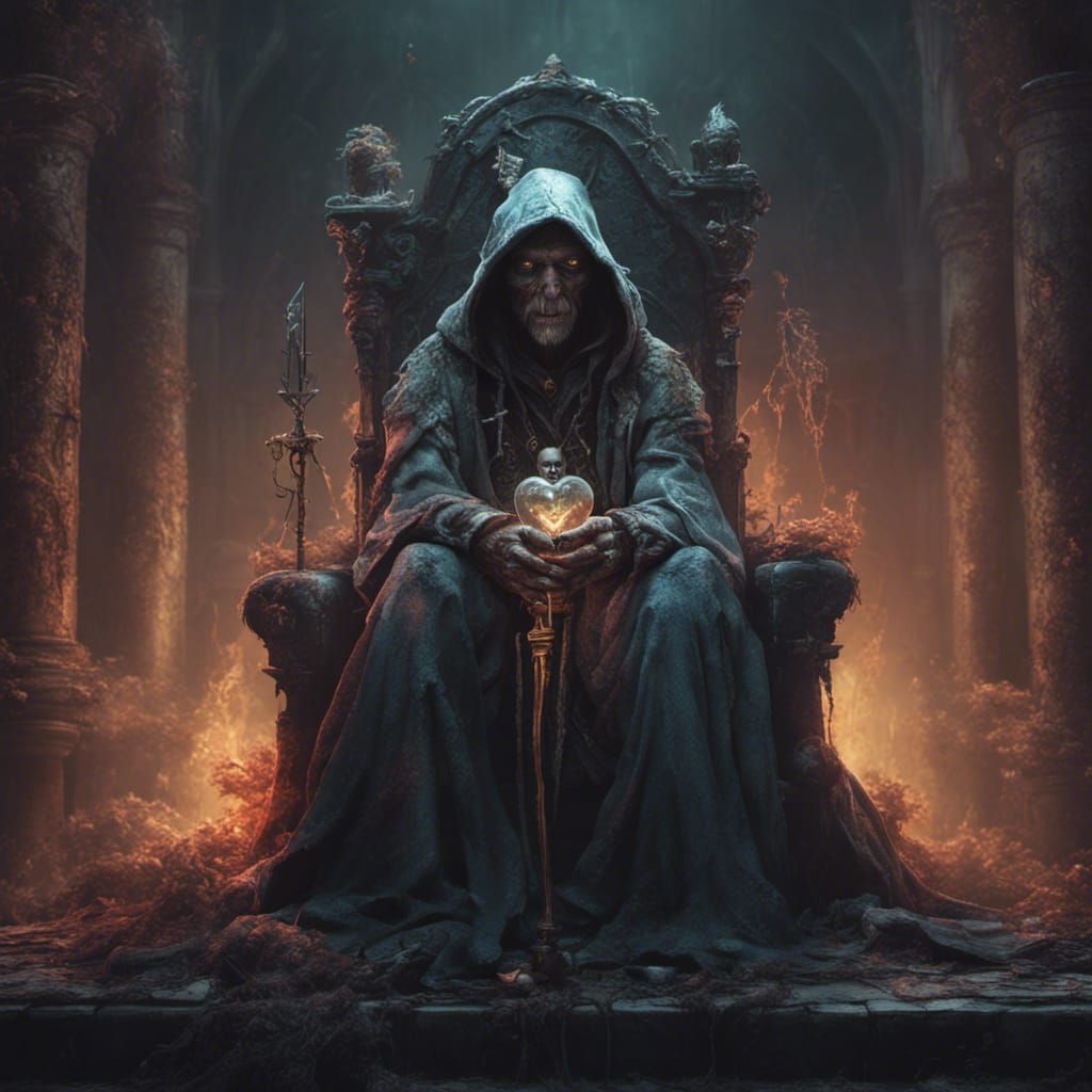 Zombie Wizard on Throne in Detailed Matte Painting