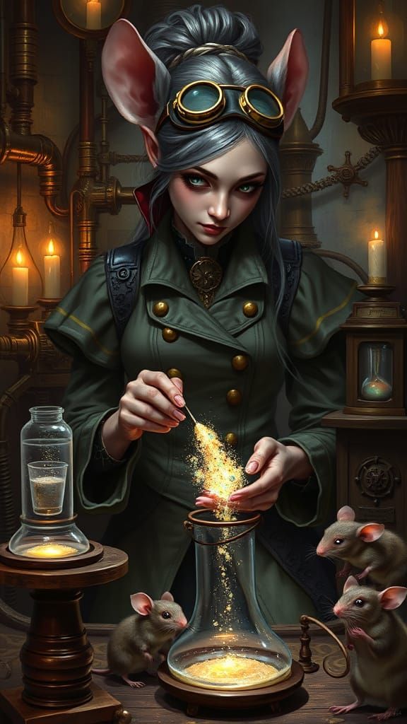 Elegant Ratkin Alchemist Concocts Ancient Elixirs
