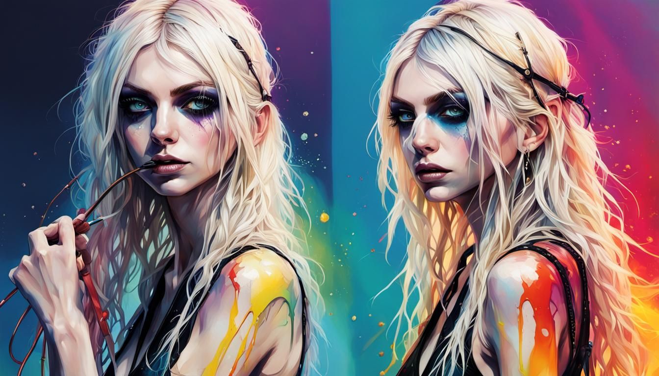 Taylor Momsen in String Bikini: Hyperrealistic Splash Art