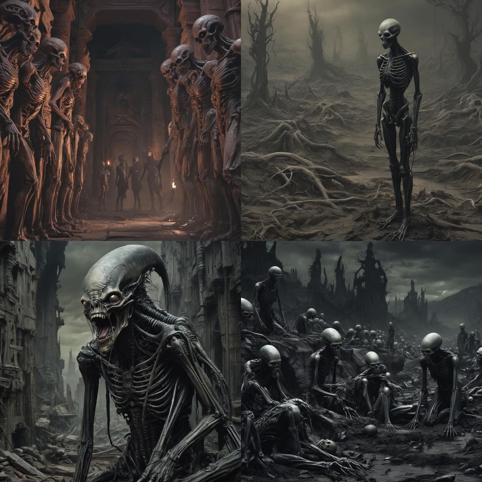 Surreal Undead Alien Landscape in Dark Art Style