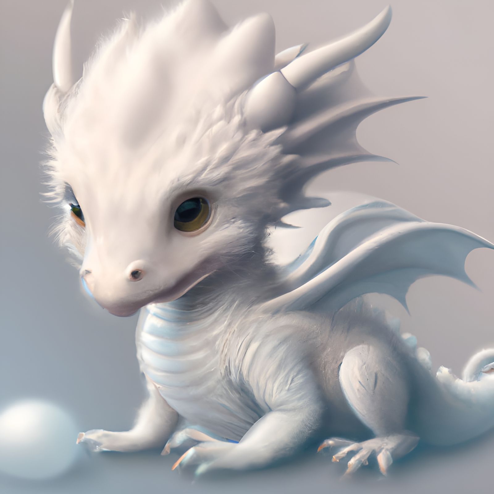 Adorable Albino Dragon in Digital Illustration Style