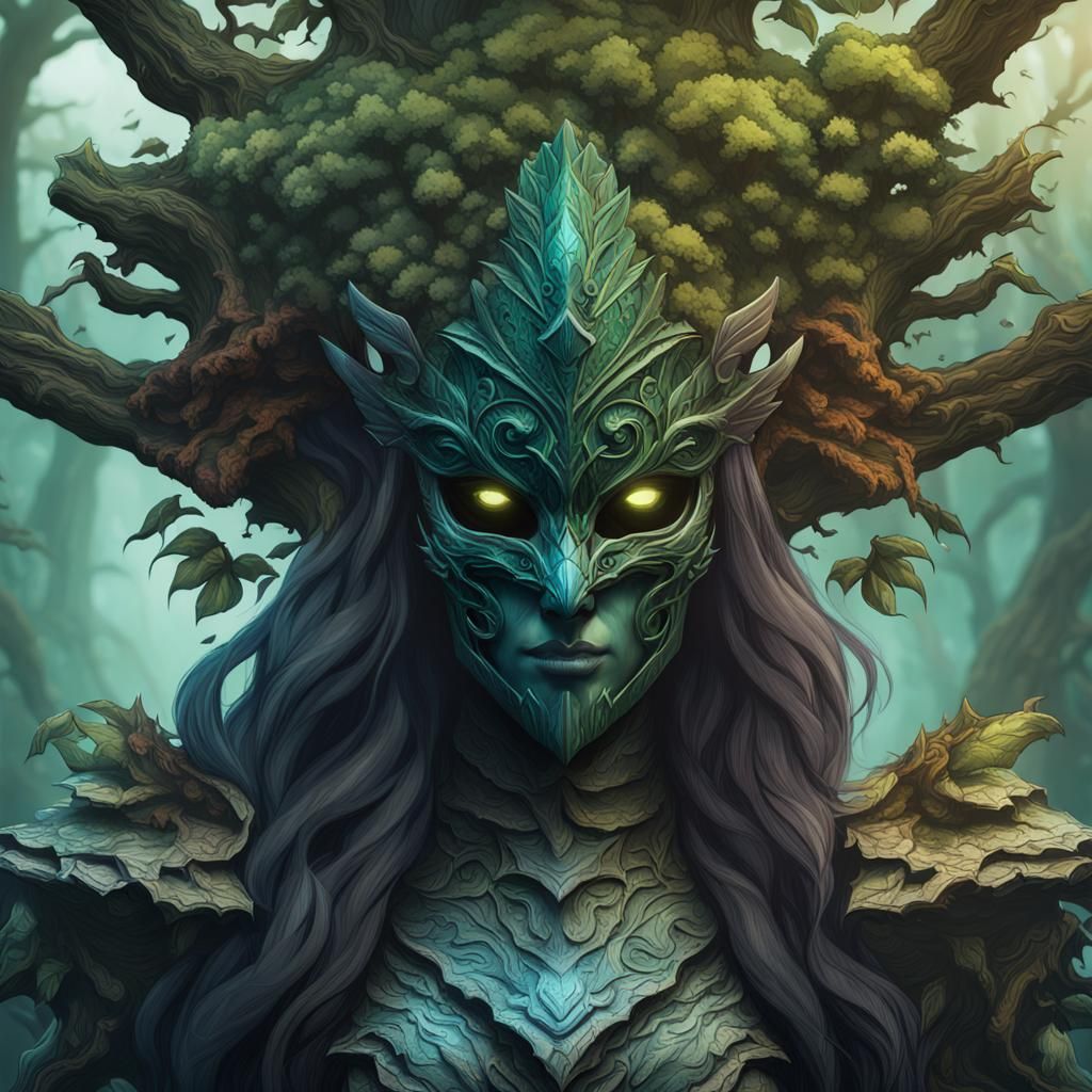 Domino Masked Dryad in Detailed Matte Painting