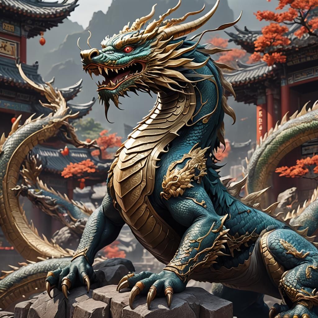 Ancient Chinese Dragon in 3D Anime Art