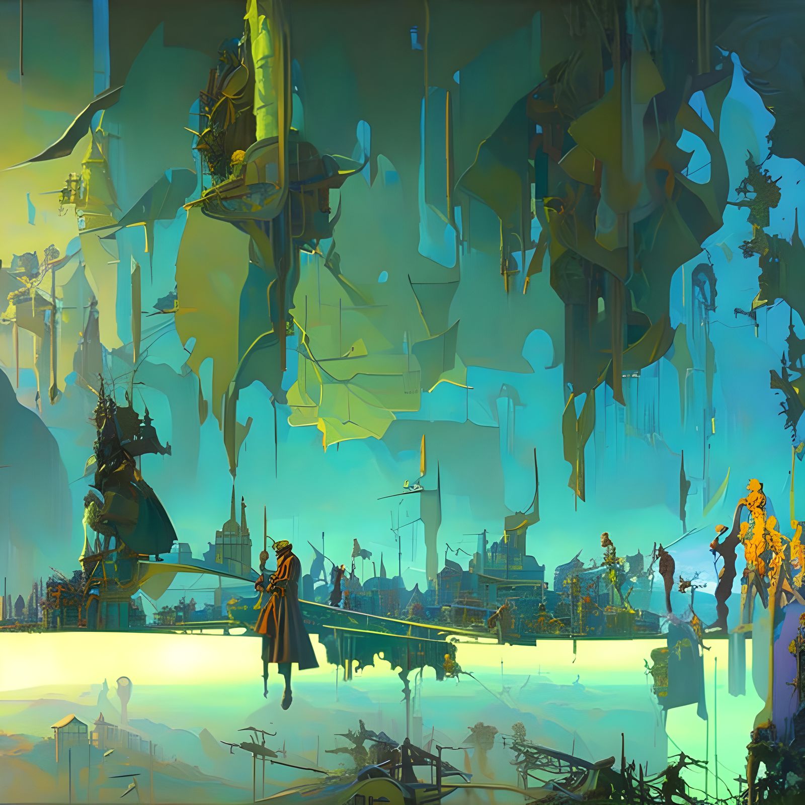 Eerie Collage: Timeless Present in Vibrant Triadic Colors