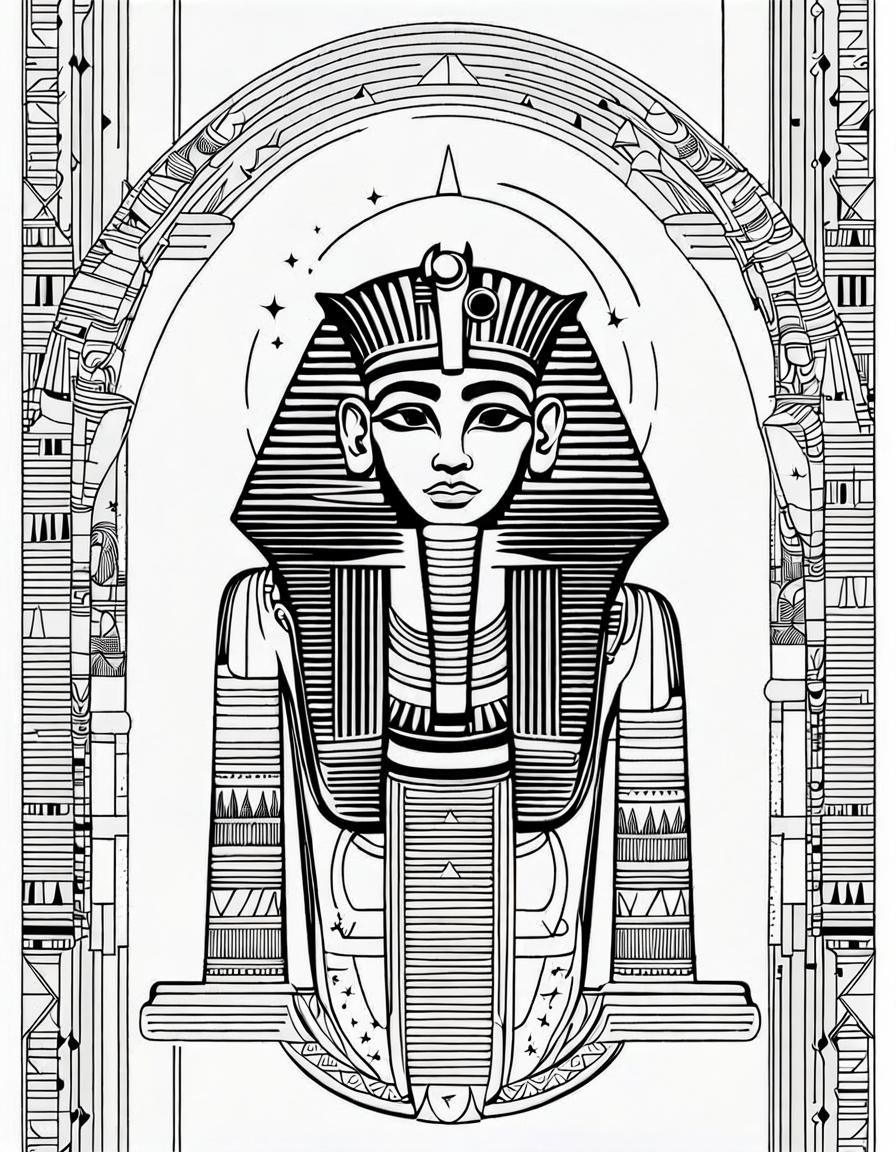 Ancient Egypt Tattoo Line Art Masterpiece in Minimalist Styl...