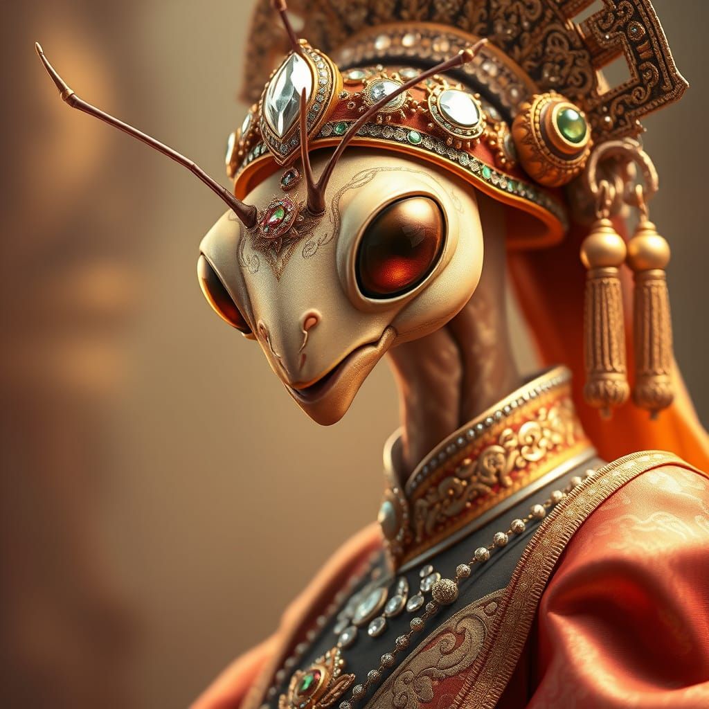 Mantis Princess in Elegant Royal Attire