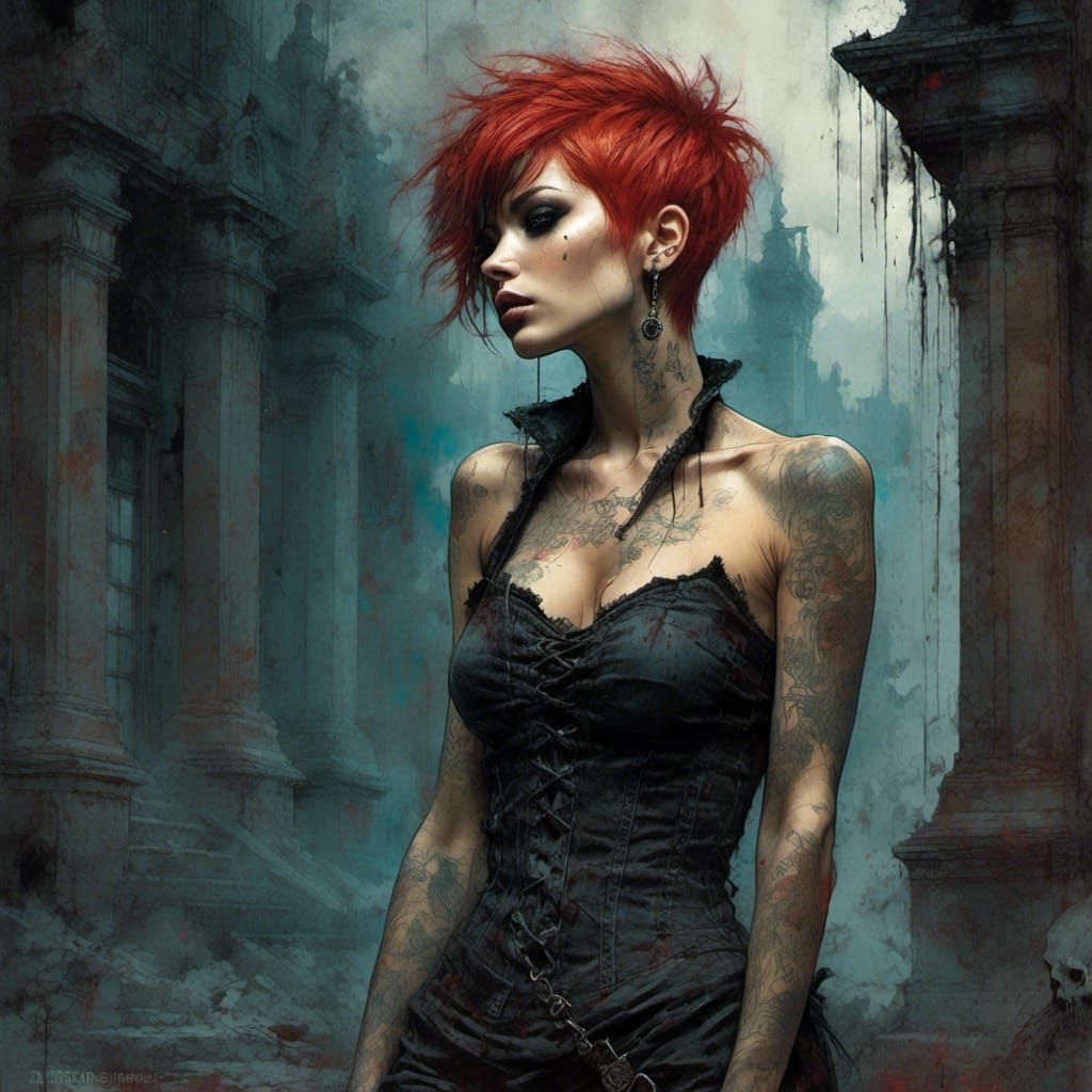Gothic Horror Pixie Cut in Graveyard