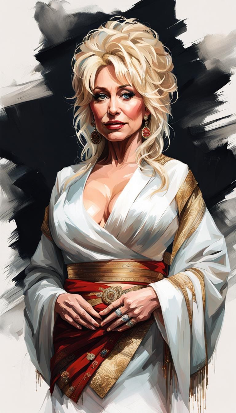 Dolly Parton in Toga: Photorealistic Portrait