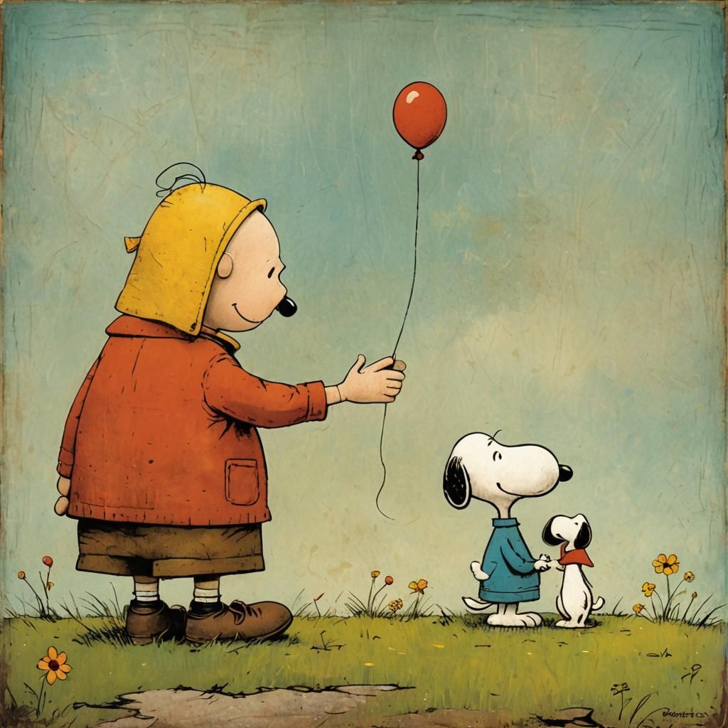 Snoopy and Friend in Whimsical Cartoon Style