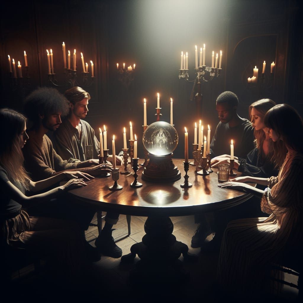 Mystical Séance in Candlelit Room