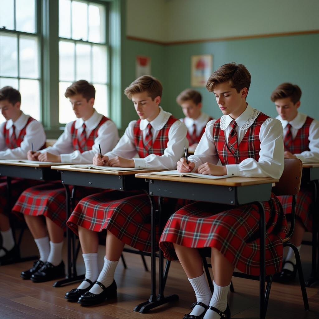 High School Boys in Uniforms: Cinematic Study