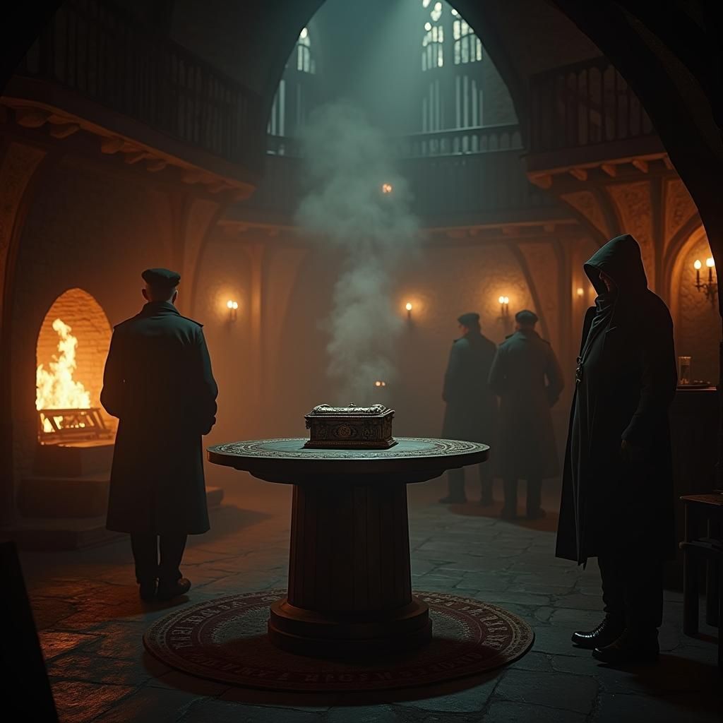 Mysterious Tavern With Ornate Box, Maximalist Digital Painti...