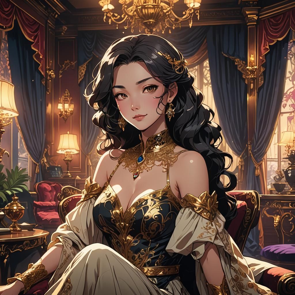 Mysterious Seductress in Manga Style Concept Art