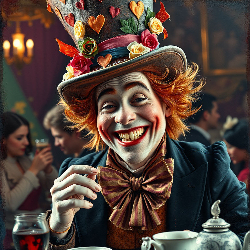 Mad Hatter's Tea Party: Abstract Expressionist Portrait